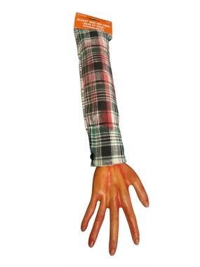 Plaid Fabric Long Sleeve with Realistic Severed Hand Prop